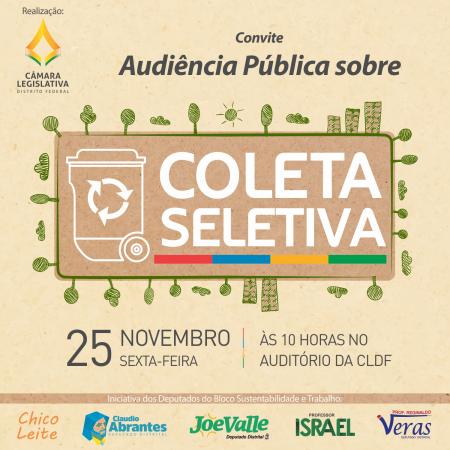 Coleta seletiva será discutida em audiência pública na Câmara Legislativa do DF